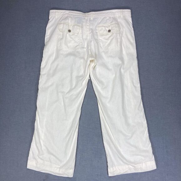 Norma Kamali Linen Pants Womens XL Ivory Straight Leg Breathable Casual Comfort - Picture 5 of 13